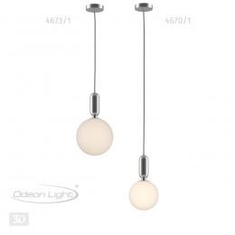 Odeon light 4670/1 PENDANT ODL20 347 хром/белый Подвес E27 1*40W (тип лампы СВЕЧА) 220V OKIA  - 5 купить